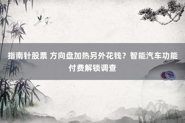 指南针股票 方向盘加热另外花钱？智能汽车功能付费解锁调查