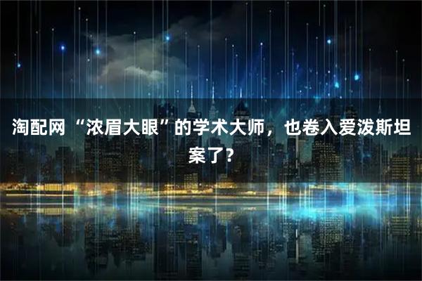 淘配网 “浓眉大眼”的学术大师，也卷入爱泼斯坦案了？